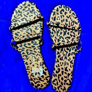 Animal print slip on sandals Size 9